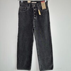 Levi’s Black Ribcage Straight Ankle Jeans Size 27